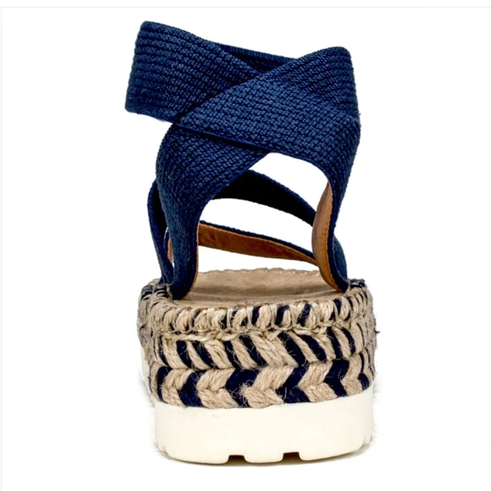 NEW White Mountain Kolton Stretch Strappy Chunky Platform Espadrille Sandals
